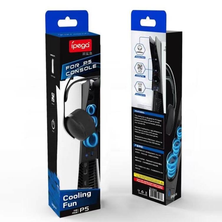 Bộ Điều Khiển Tản Nhiệt IPEGA PG-P5017 Cho P5 Quạt Làm Mát USB PS5 Với ​​3 Quạt kèm giá đỡ tai nghe