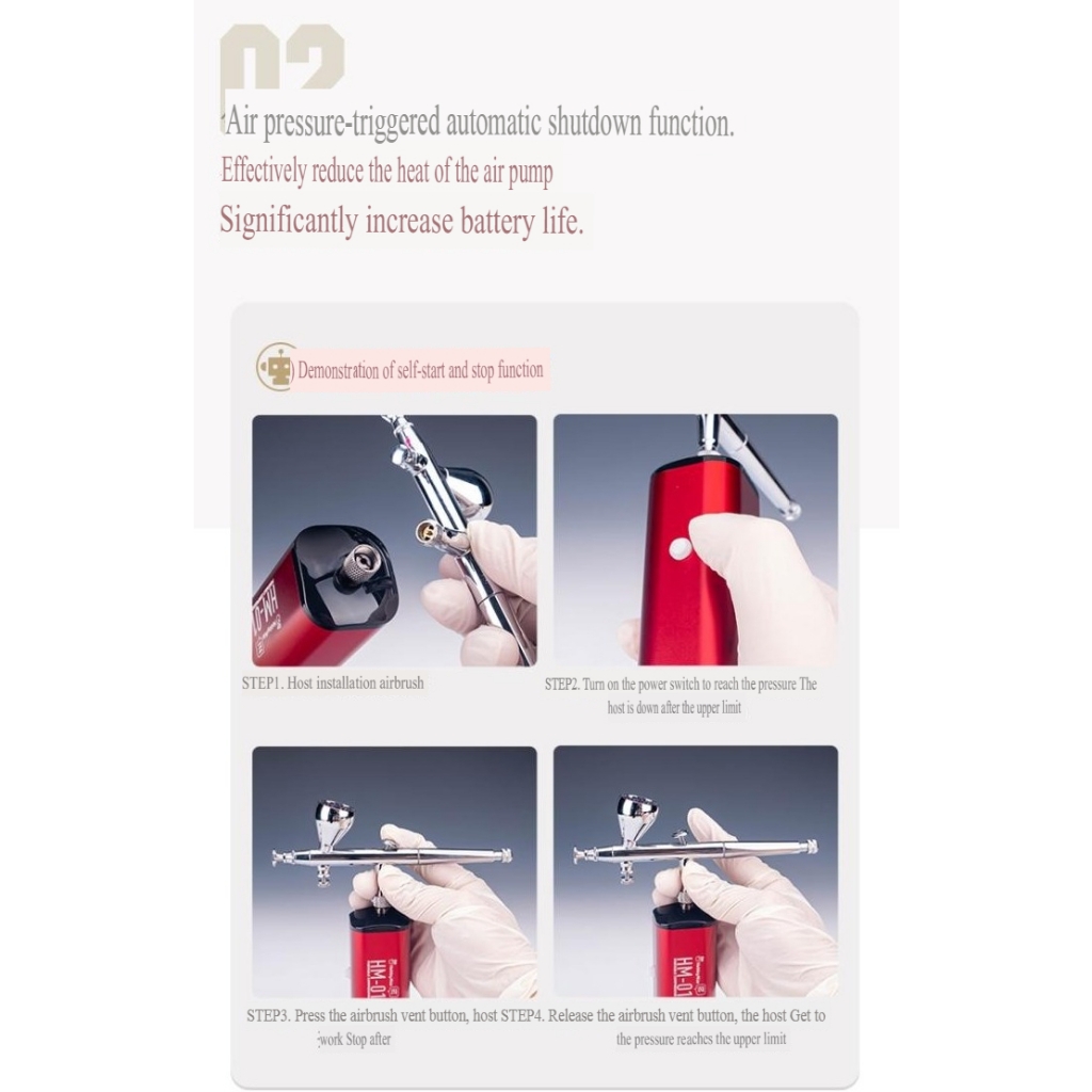 Máy nén khí Hobby mio mini sơn mô hình HM-01 Portable Compressor air pump airbrush