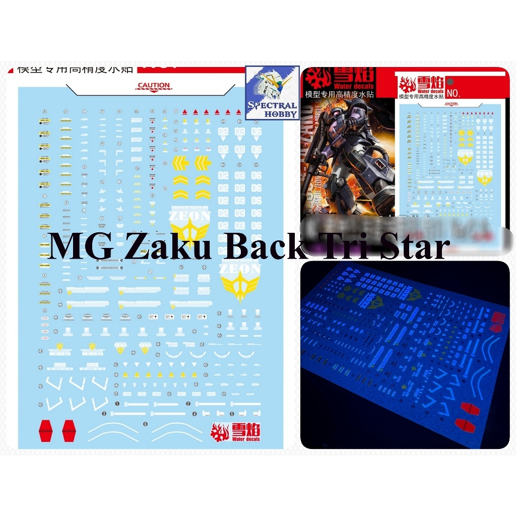 Decal nước dán mô hình Zaku UC các loại PG MG RG HG 1/48 phantom black tri stars matsunaga Water sticker