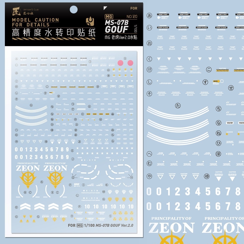 Decal nước dán mô hình MS-07B GOUF HG MG các loại WATER STICKER