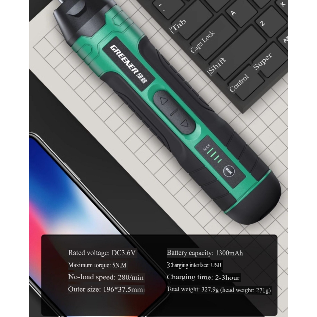 Máy khoan vặn vít mini cầm tay Greener Pro siêu khoẻ 4 tốc độ SCREWDRIVER DRILL RECHARGEABLE AUTOMATIC