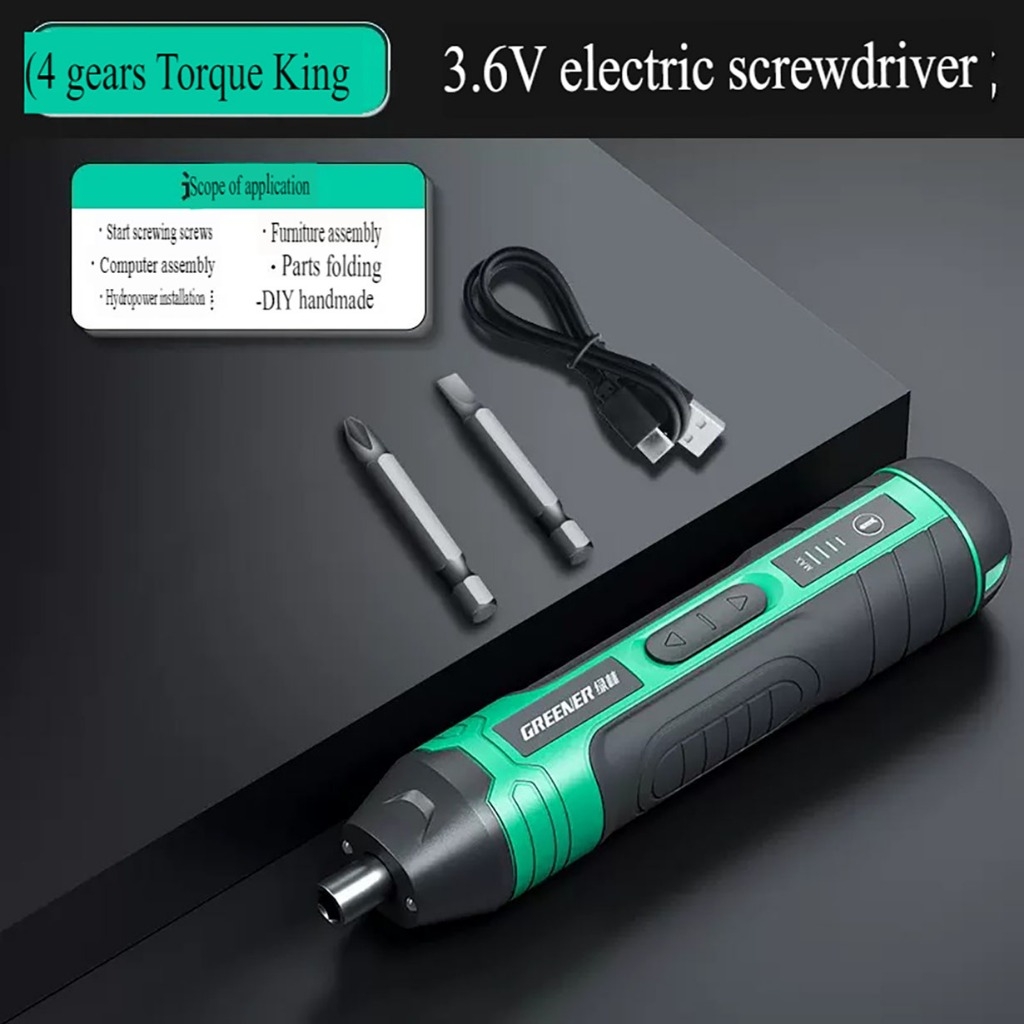 Máy khoan vặn vít mini cầm tay Greener Pro siêu khoẻ 4 tốc độ SCREWDRIVER DRILL RECHARGEABLE AUTOMATIC