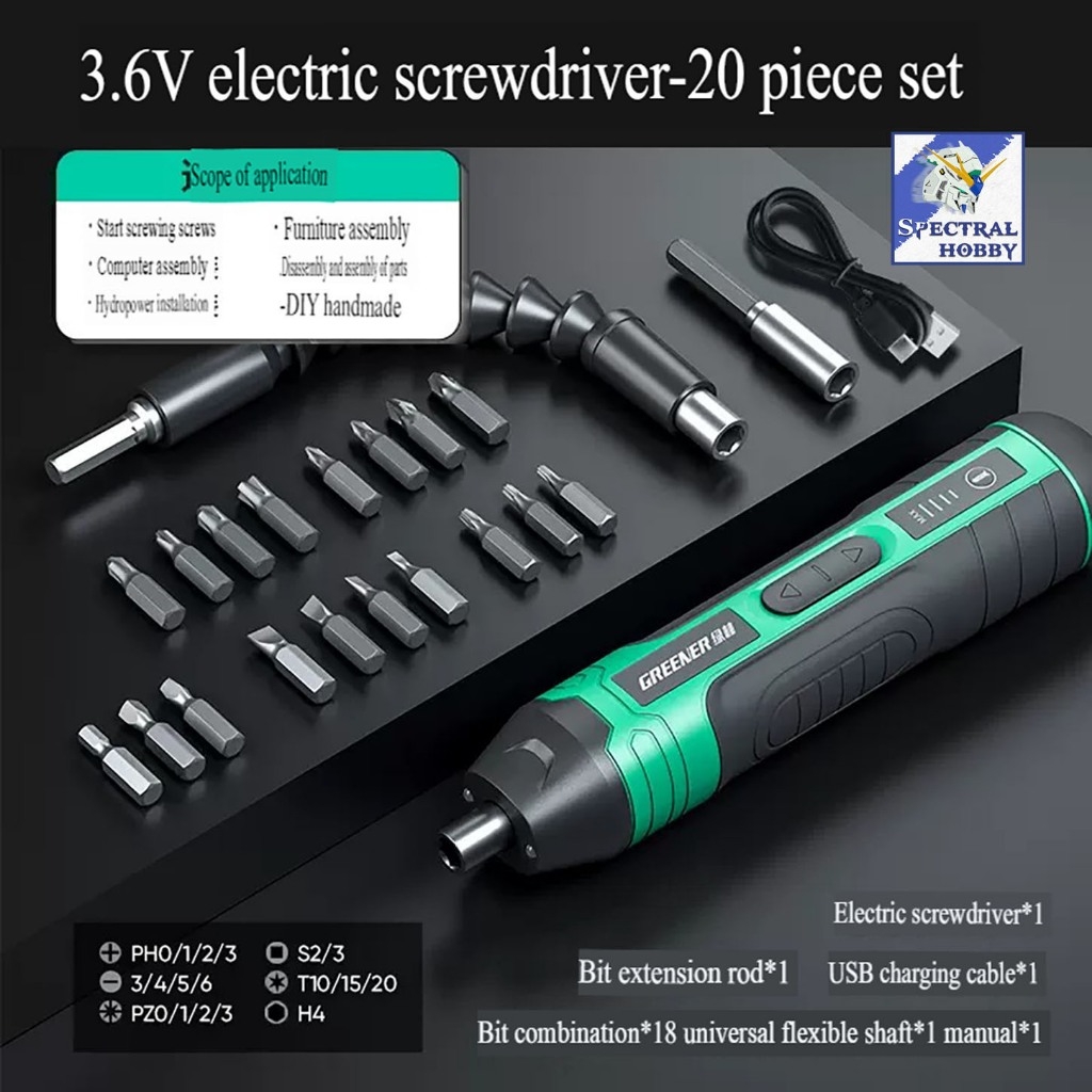 Máy khoan vặn vít mini cầm tay Greener Pro siêu khoẻ 4 tốc độ SCREWDRIVER DRILL RECHARGEABLE AUTOMATIC