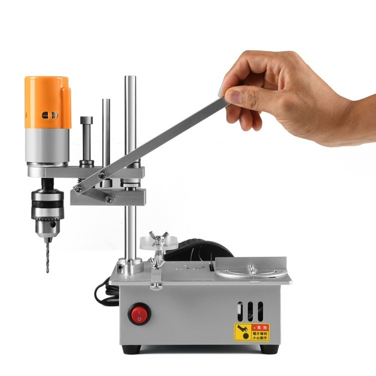 Máy cắt cưa mài khoan dọc mini đa năng table saw JM800 drill grinding sawing all-in-one machine DIY bench
