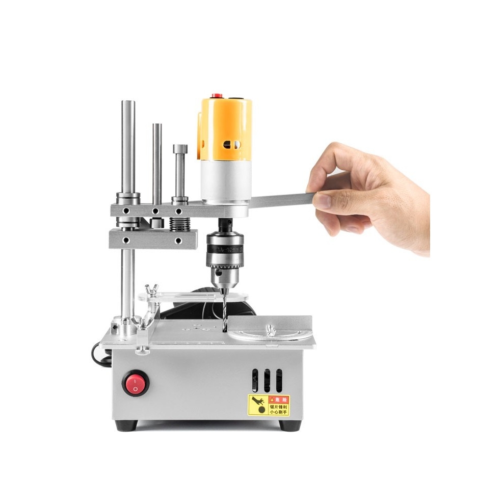 Máy cắt cưa mài khoan dọc mini đa năng table saw JM800 drill grinding sawing all-in-one machine DIY bench