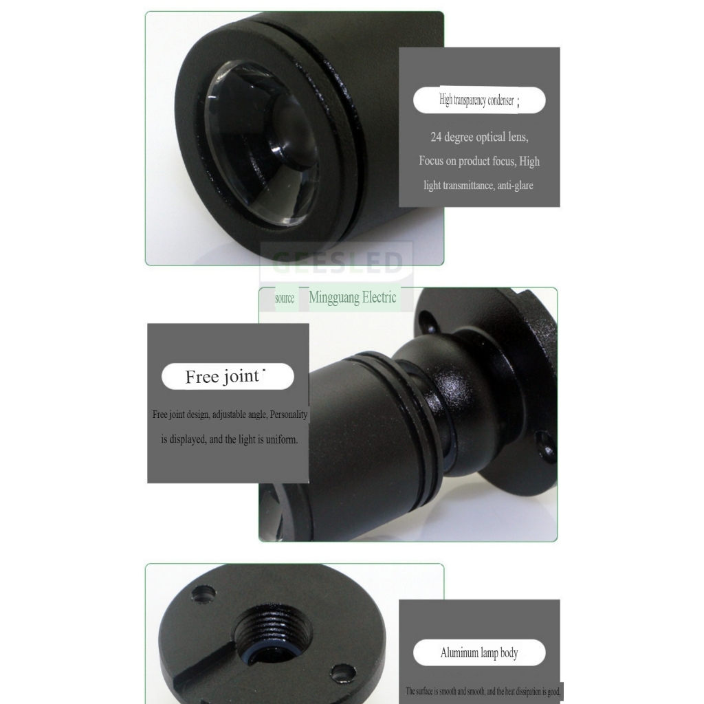 Đèn led mini SPOTLIGHT metal 3.2 - 5V adjustable angle điều chỉnh góc 360 độ