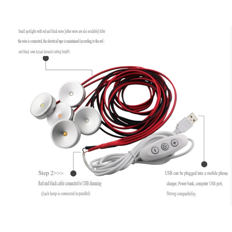 Dây nguồn DC 5v cắm cổng USB điều chỉnh 3 nút cho Led và các thiết bị DIY