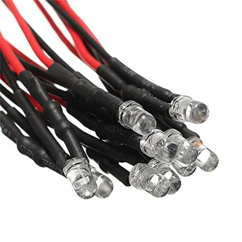 Bộ set 10 Bóng đèn led 3mm 5mm 3-12V DIY các màu - nhấp nháy flash light đấu sẵn dây 20cm