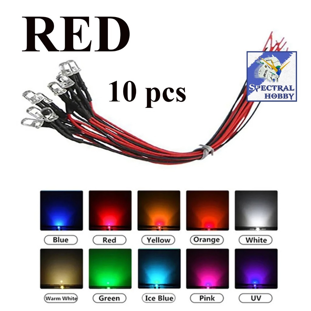 Bộ set 10 Bóng đèn led 3mm 5mm 3-12V DIY các màu - nhấp nháy flash light đấu sẵn dây 20cm