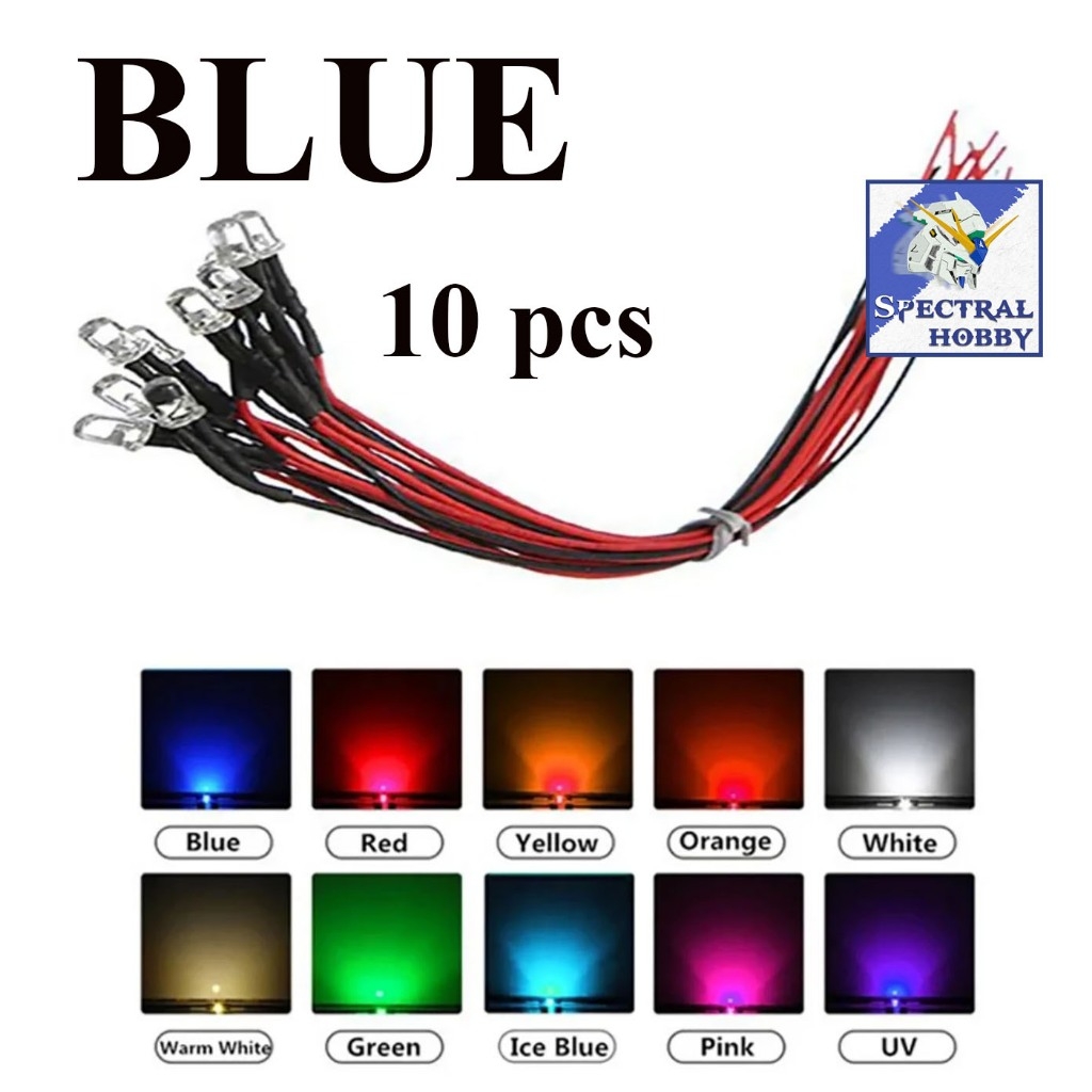 Bộ set 10 Bóng đèn led 3mm 5mm 3-12V DIY các màu - nhấp nháy flash light đấu sẵn dây 20cm