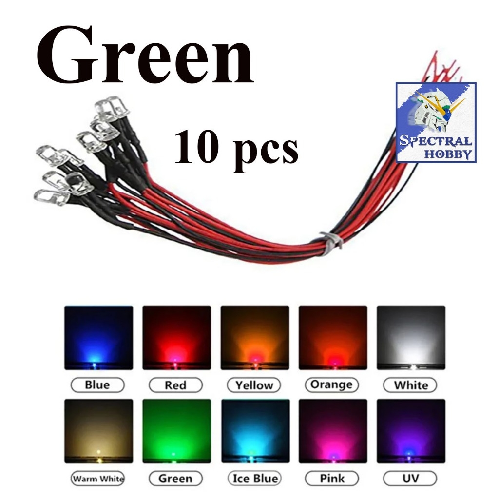 Bộ set 10 Bóng đèn led 3mm 5mm 3-12V DIY các màu - nhấp nháy flash light đấu sẵn dây 20cm