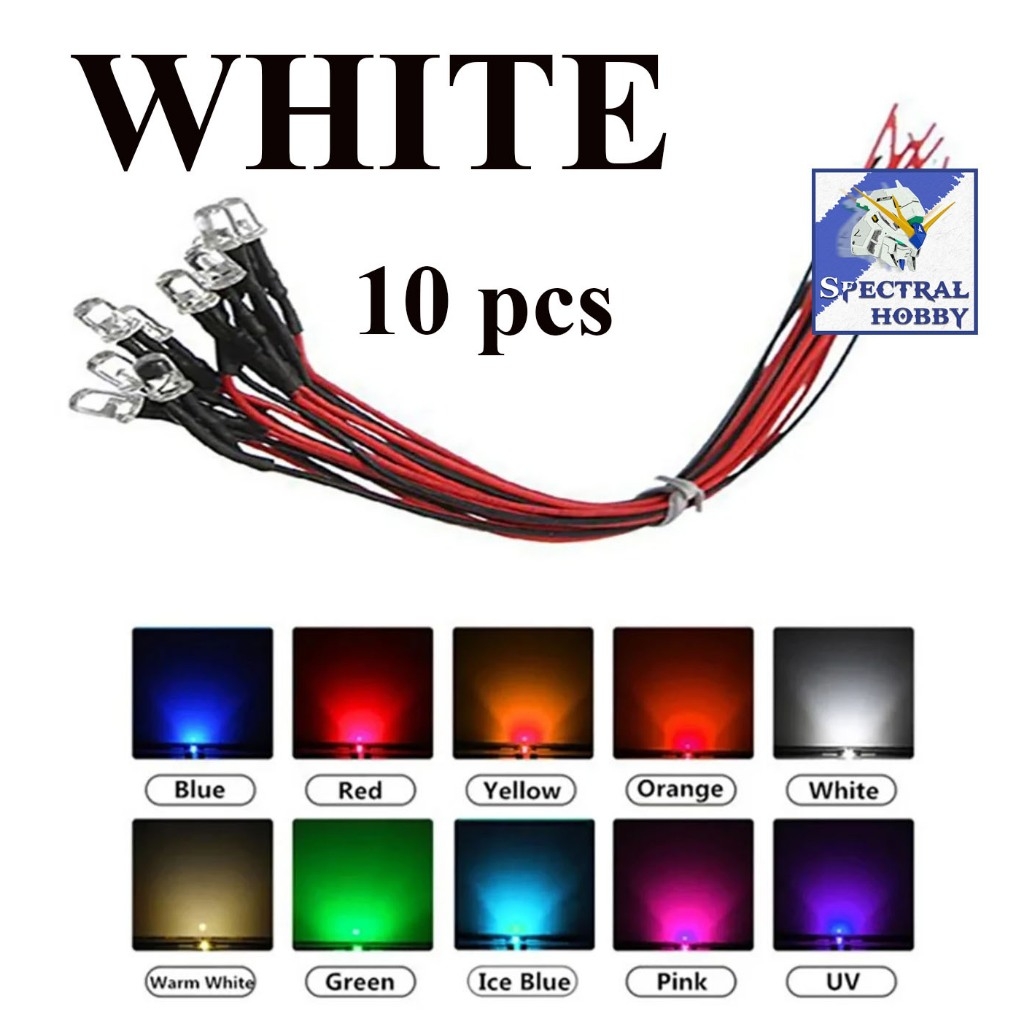 Bộ set 10 Bóng đèn led 3mm 5mm 3-12V DIY các màu - nhấp nháy flash light đấu sẵn dây 20cm