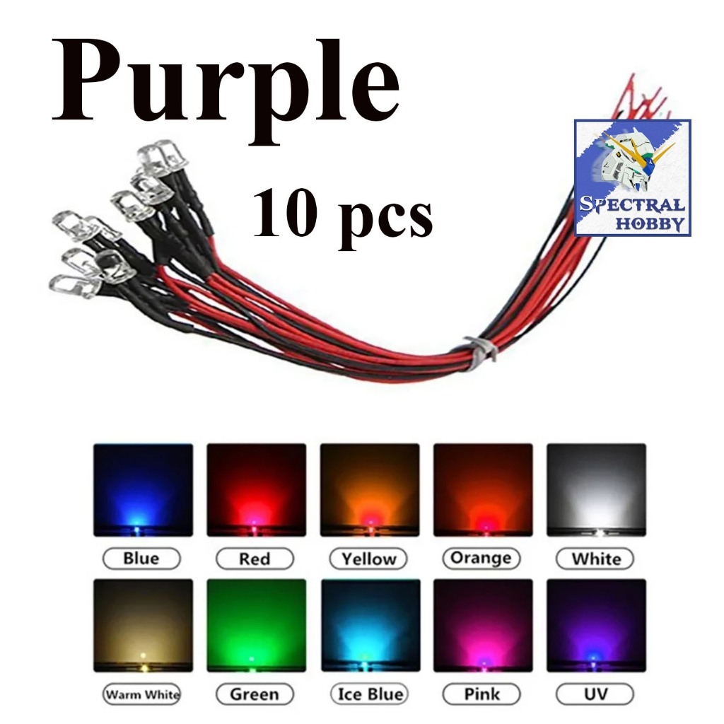 Bộ set 10 Bóng đèn led 3mm 5mm 3-12V DIY các màu - nhấp nháy flash light đấu sẵn dây 20cm