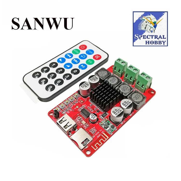 Mạch khuếch đại âm thanh kèm remote IR TPA3116 50W x2 Bluetooth đọc usb thẻ TF amplifier