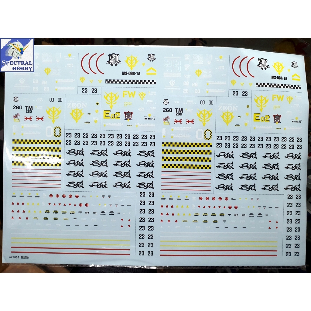 Decal nước dán mô hình Zaku UC các loại PG MG RG HG 1/48 phantom black tri stars matsunaga Water sticker
