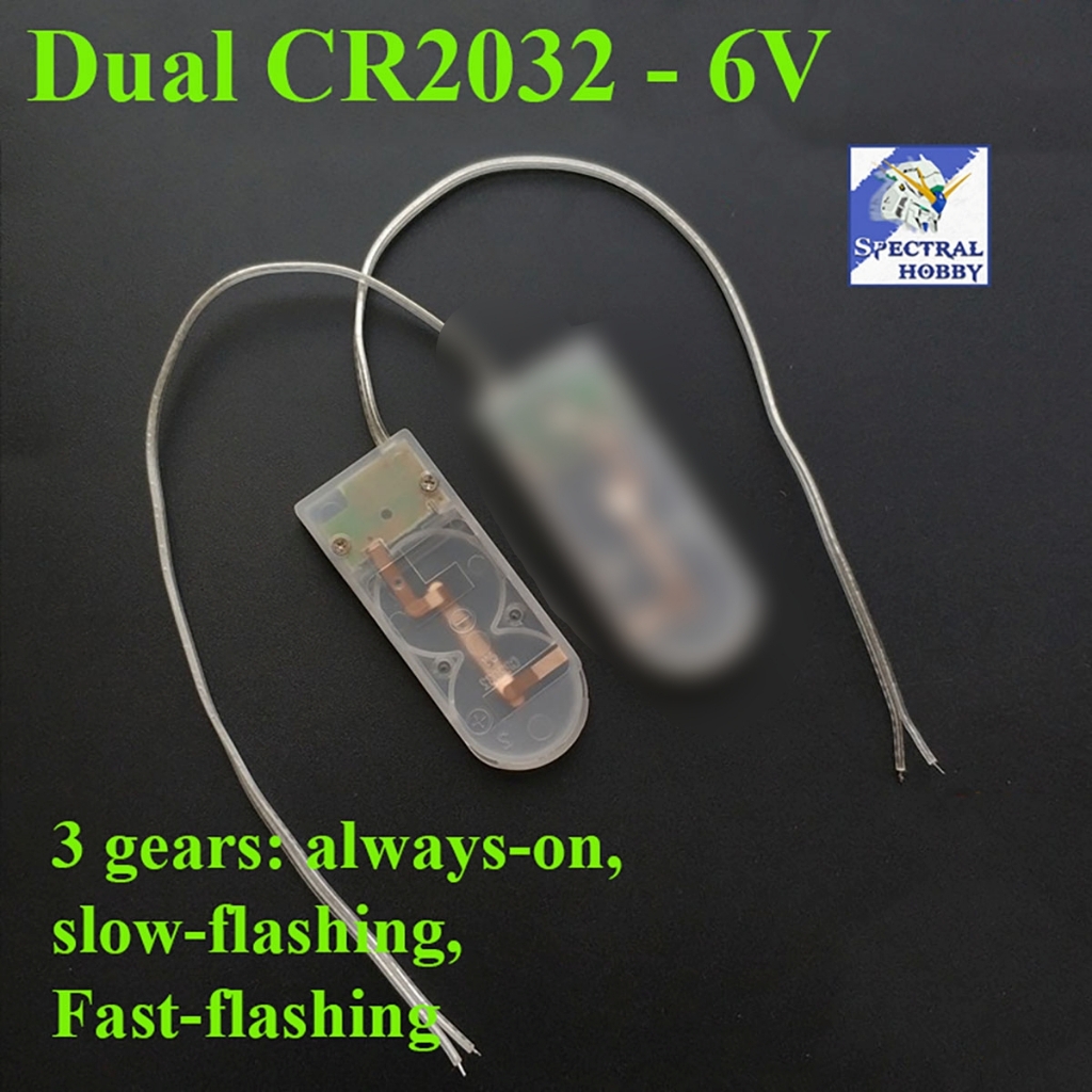 Đế pin 6v dual CR2032 cho led kèm công tác 3 chế độ sáng (light, slow flash, fast flash) Cell Battery Box