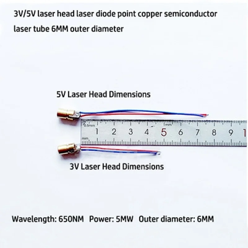 Đầu phát Lazer head mini 3v 5v DIODE DOT RED COPPER LASER 6MM
