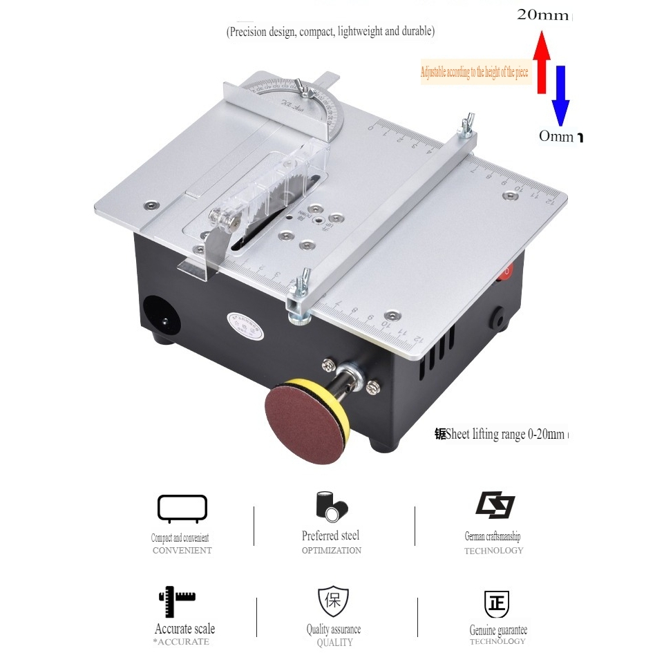 Máy S9 cưa bàn khoan mài cắt đa năng lưỡi 80mm Mini Table Saw Small Acrylic PCB Cutting Machine