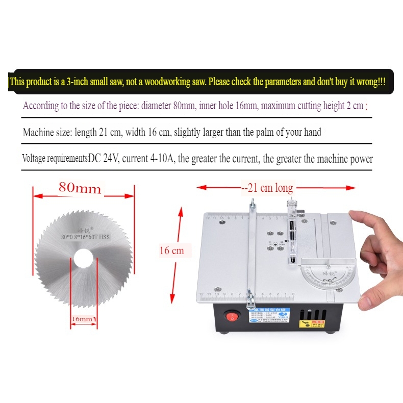 Máy S9 cưa bàn khoan mài cắt đa năng lưỡi 80mm Mini Table Saw Small Acrylic PCB Cutting Machine