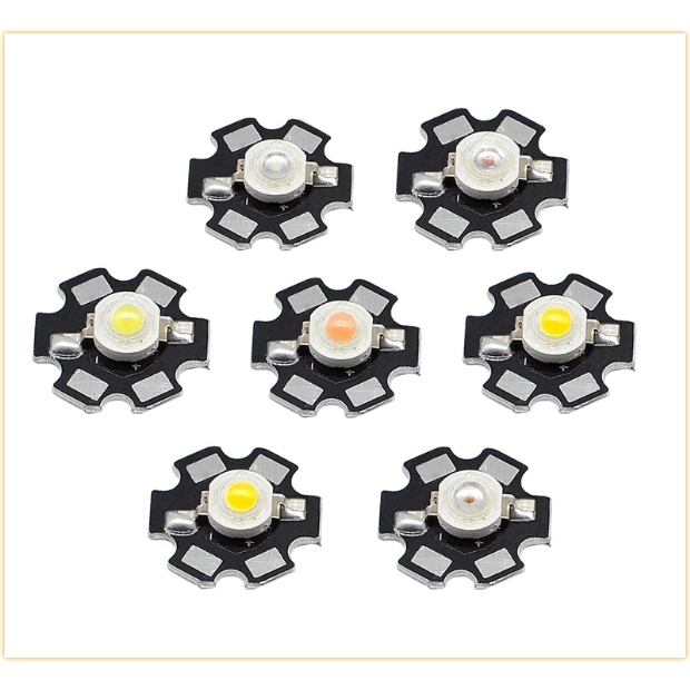 Bộ 5 bóng led siêu sáng các màu có đế nhôm tản nhiệt 1w 3w 5w DIY aluminum substrate light source