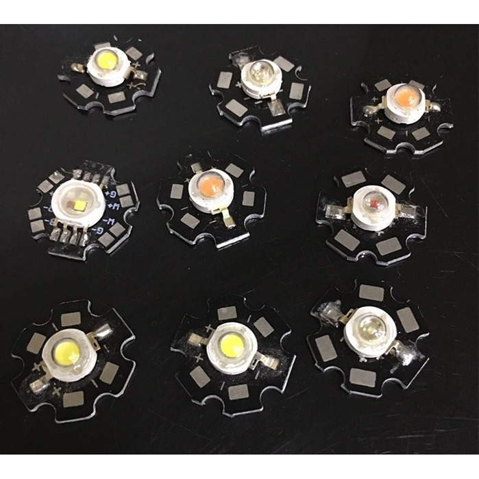 Bộ 5 bóng led siêu sáng các màu có đế nhôm tản nhiệt 1w 3w 5w DIY aluminum substrate light source
