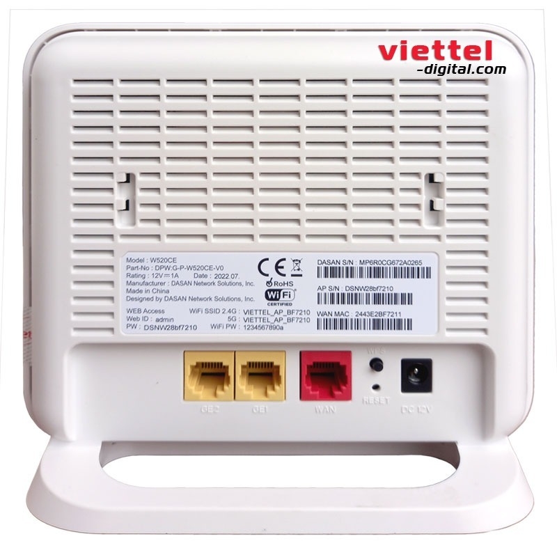 Bộ phát Home Wifi mesh Viettel Dasan W520ce 2 băng tần 2.4 - 5 Ghz Kích sóng, Repeater, Roaming