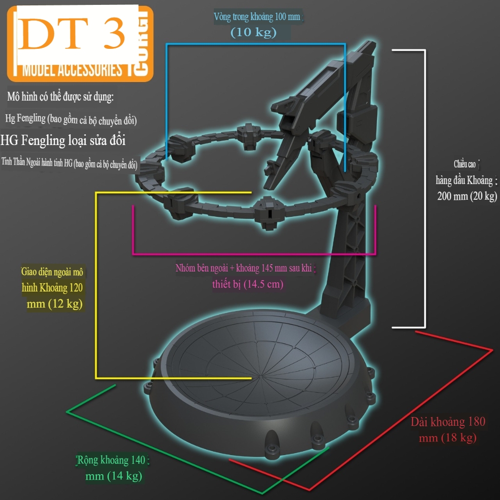 Đế giá đỡ DDB action base cho HG 1/144 Quiet Zero Bracket Wind Spirit Witch Mercury (aerial Lfrith ...)