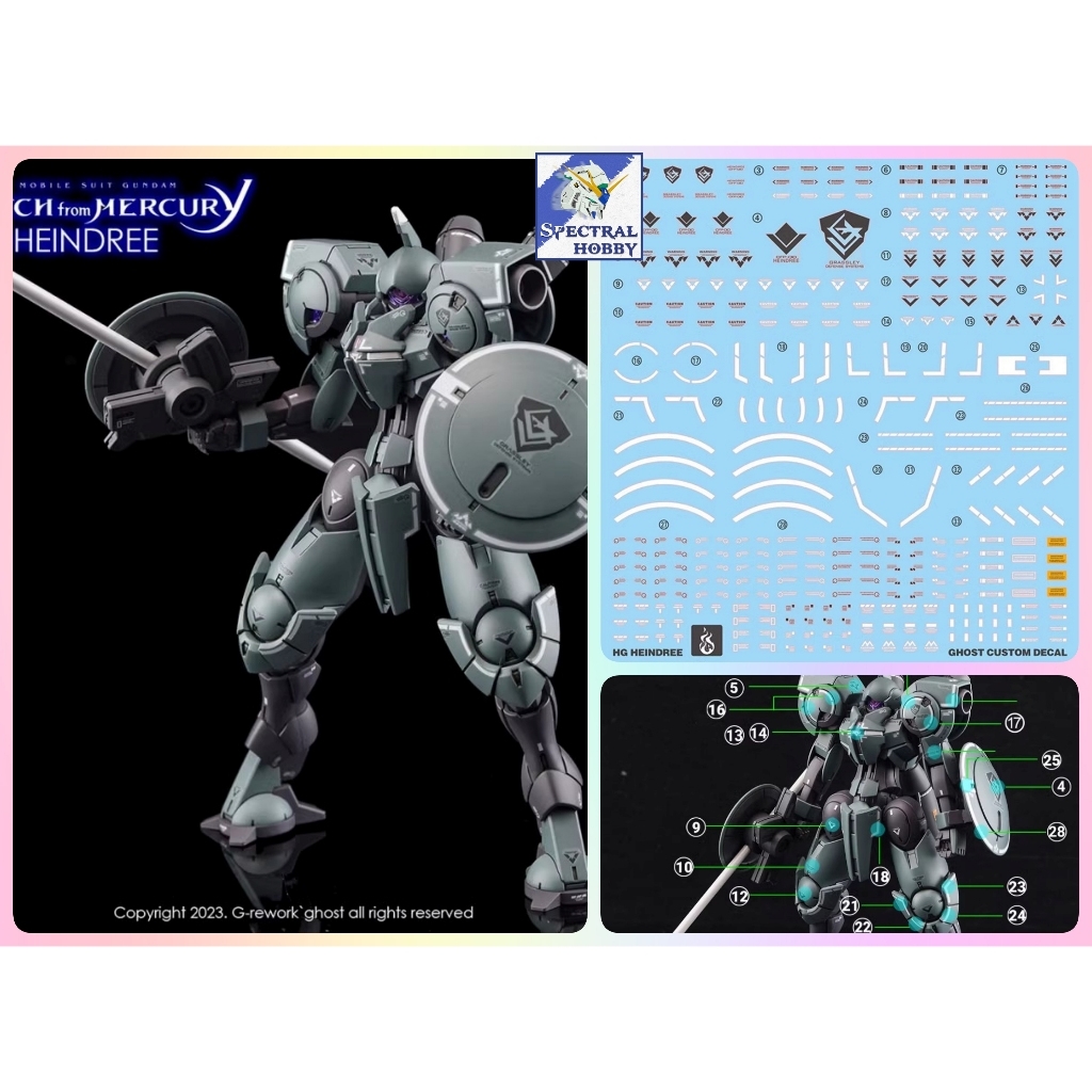 Decal nước dán mô hình Gundam Aerial Rebuild Beguir Pente Pharact Heindree Zowort Tickbalang MERCURY water sticker