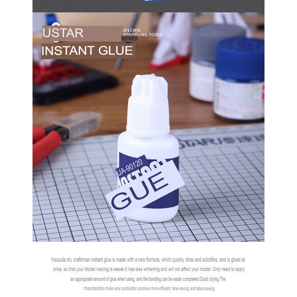 Keo USTAR đa năng dính gắn nhựa và kim loại khô nhanh QUICK-DRYING STRONG ADHESIVE QUICK BONDING UA90120 instant glue