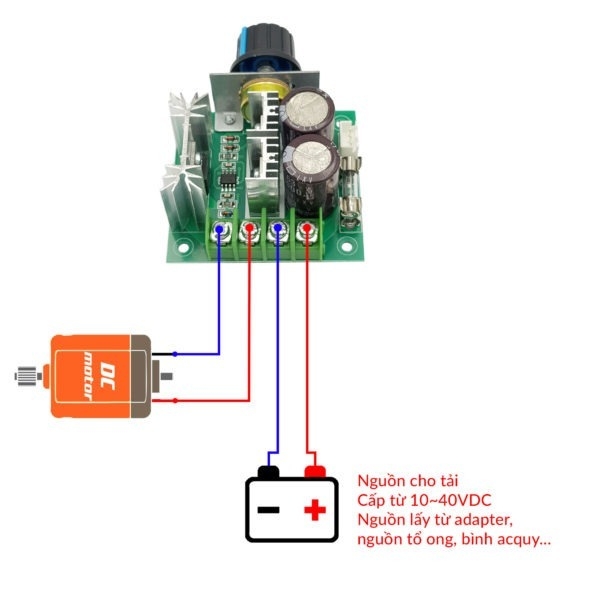 Bộ điều chỉnh tốc độ 400W 12v-40v 10A chiết áp điều tốc Mạch dimmer PWM DC MOTOR