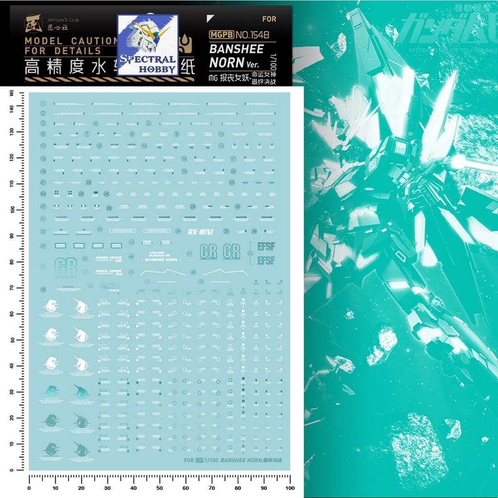 Decal nước dán mô hình Unicorn BANSHEE 02 Gundam Norn MG HG Mega size MGEX Water sticker