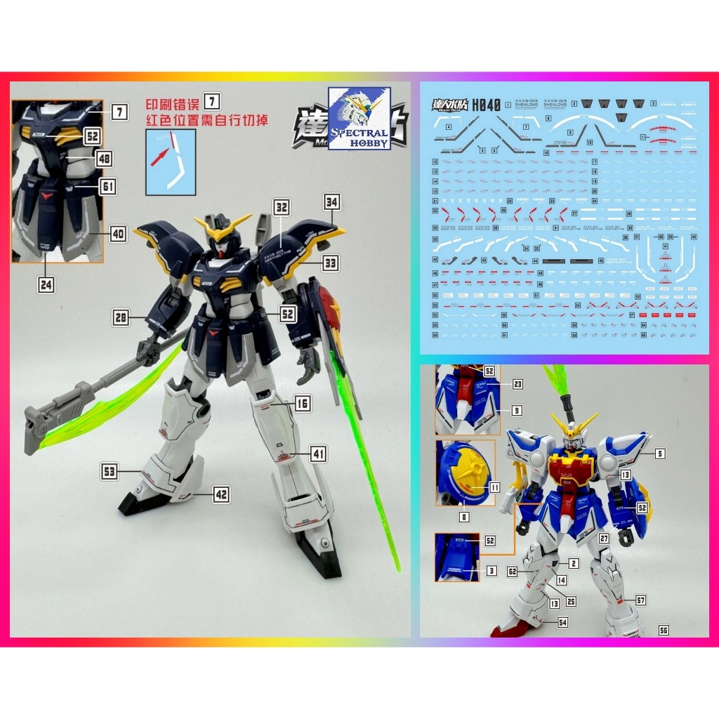 Decal nước dán mô hình wing series Shenlong Nataku Sandrock Deathscythe Heavy Arms Igel MG HG Water sticker