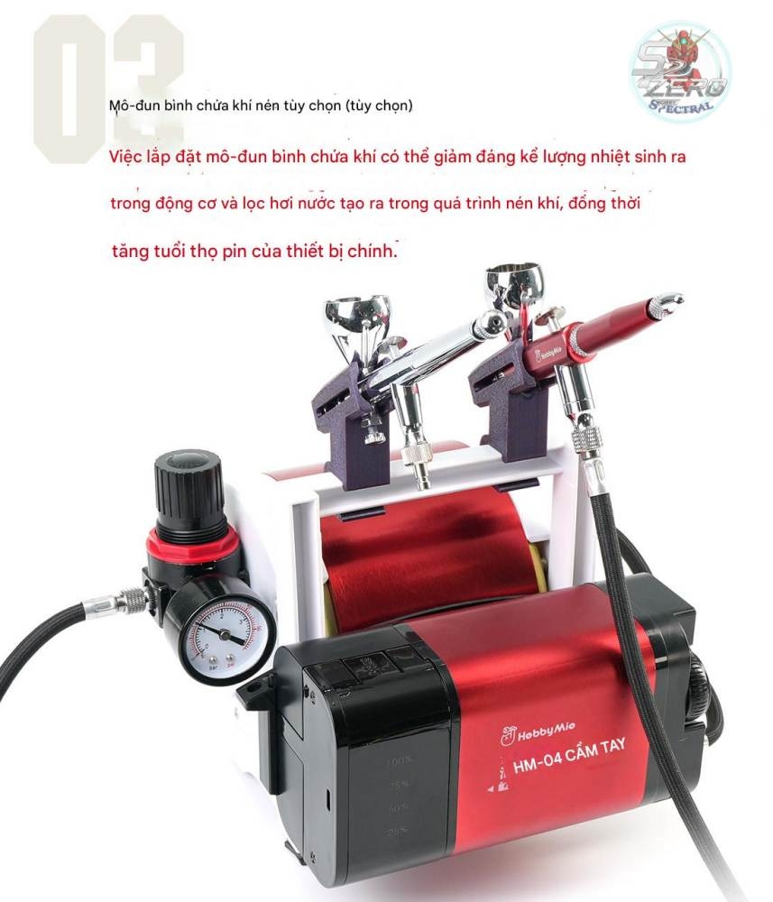 Máy nén khí mini HM04 Portable Compressor air pump airbrush Hobby mio