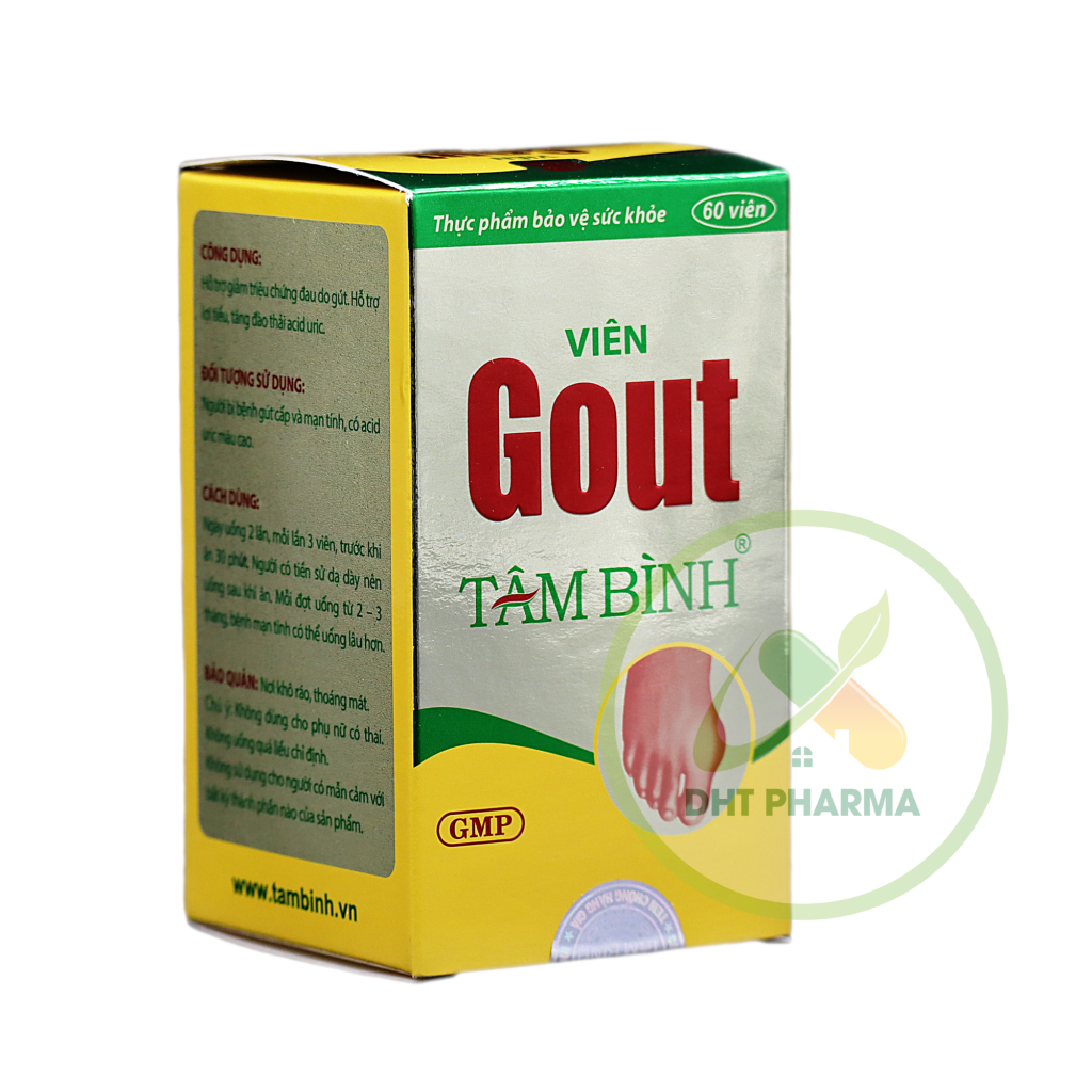 Viên Gout Tâm Bình hỗ trợ giảm triệu chứng đau do gout (Hộp 1 Lọ 60viên)