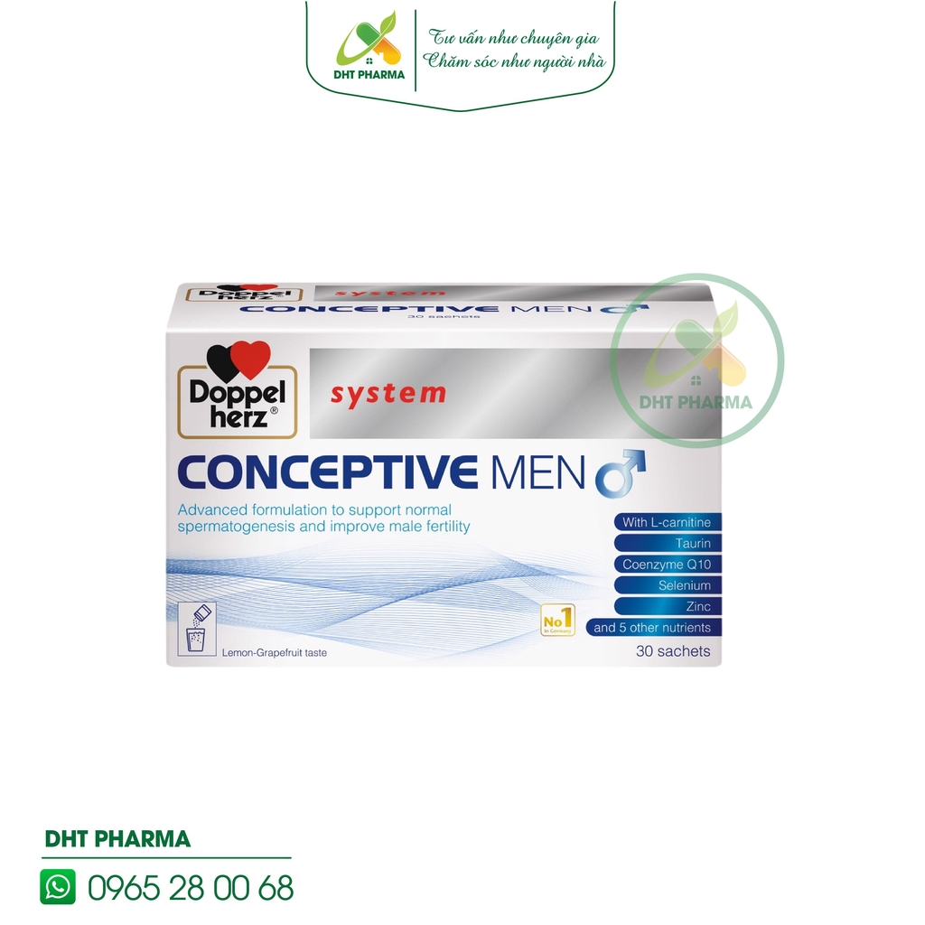 Doppelherz Conceptive Men hỗ trợ cải thiện chất lượng tinh trùng, sinh lý nam giới (Hộp 30 gói)