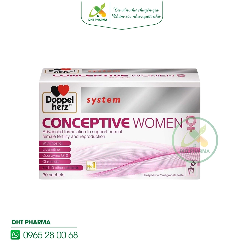 Doppelherz Conceptive Women hỗ trợ tăng cường sức khỏe cho phụ nữ mong muốn có con (Hộp 30 gói)