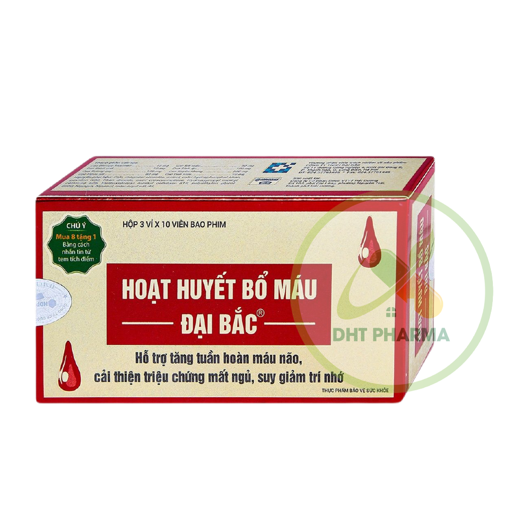 Hoạt huyết bổ máu Đại Bắc giúp bổ máu, cải thiện giấc ngủ (Hộp 3 vỉ x 10 viên)