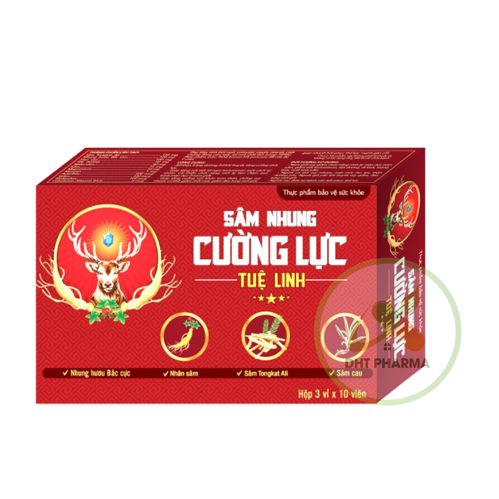 Sâm Nhung Cường Lực Tuệ Linh bổ thận tráng dương, bổ khí huyết, tăng cường sinh lực (Hộp 3 vỉ x10 viên)