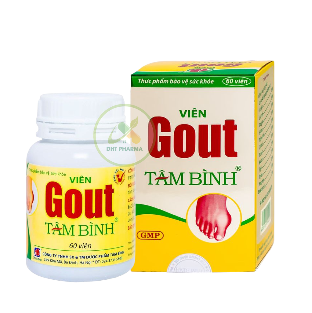 Viên Gout Tâm Bình hỗ trợ giảm triệu chứng đau do gout (Hộp 1 Lọ 60viên)