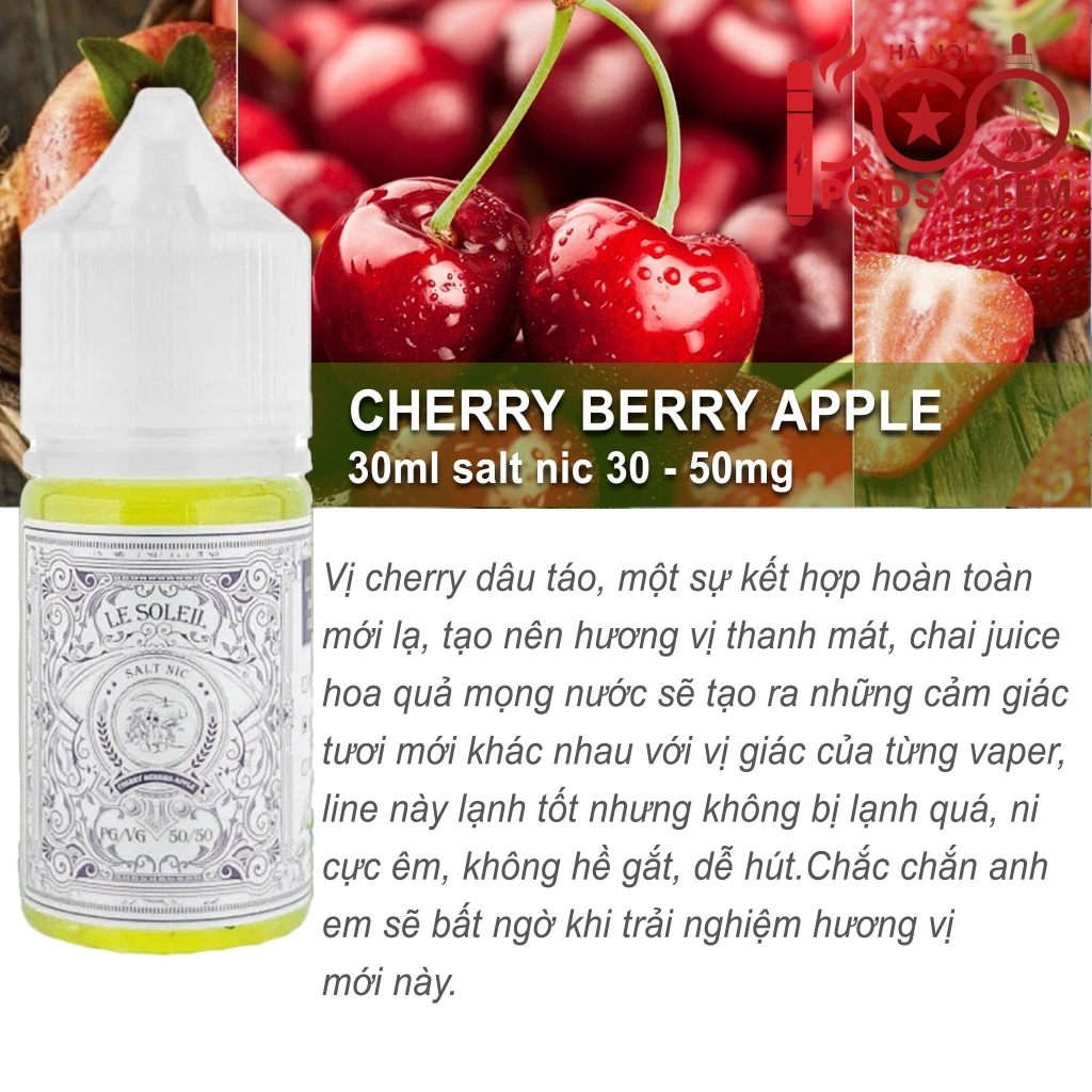 Táo Dâu Cherry (Cherry Beries Apple) Salt Nic By Le Soleil 30ML