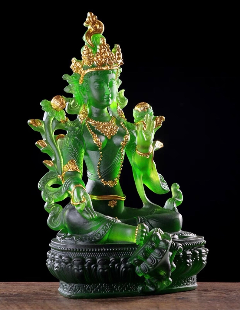 LỤC ĐỘ MẪU GREEN TARA bằng đá liuli