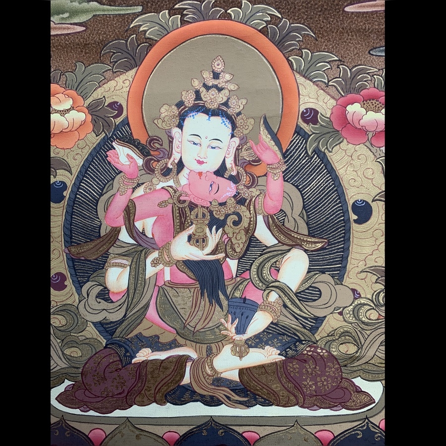 Tranh Thangka Kim Cang Tát Đỏa vẽ tay Nepal