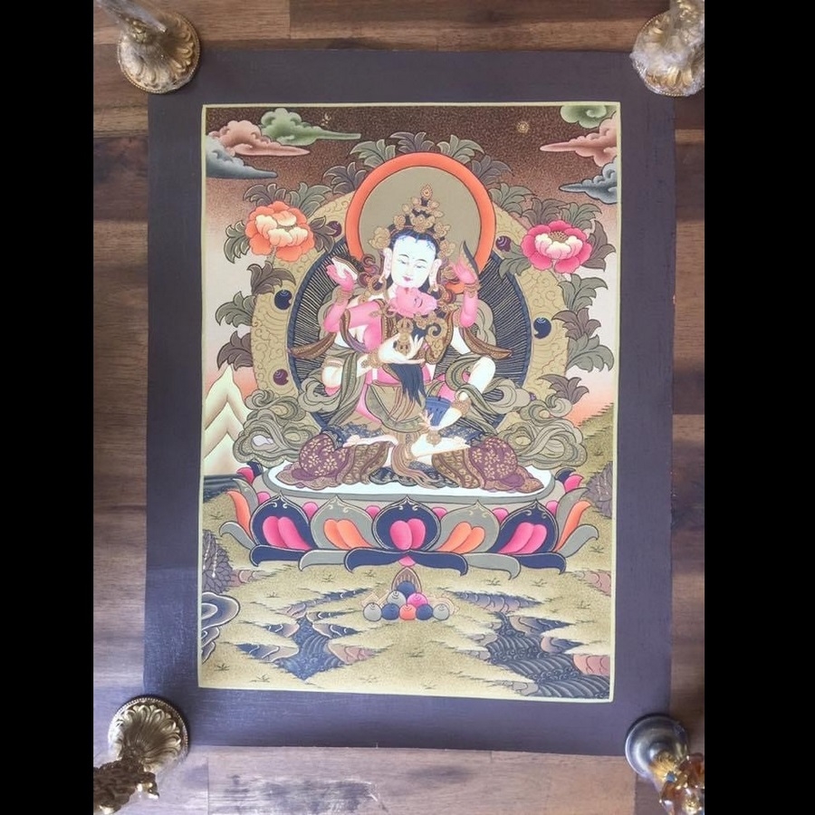 Tranh Thangka Kim Cang Tát Đỏa vẽ tay Nepal