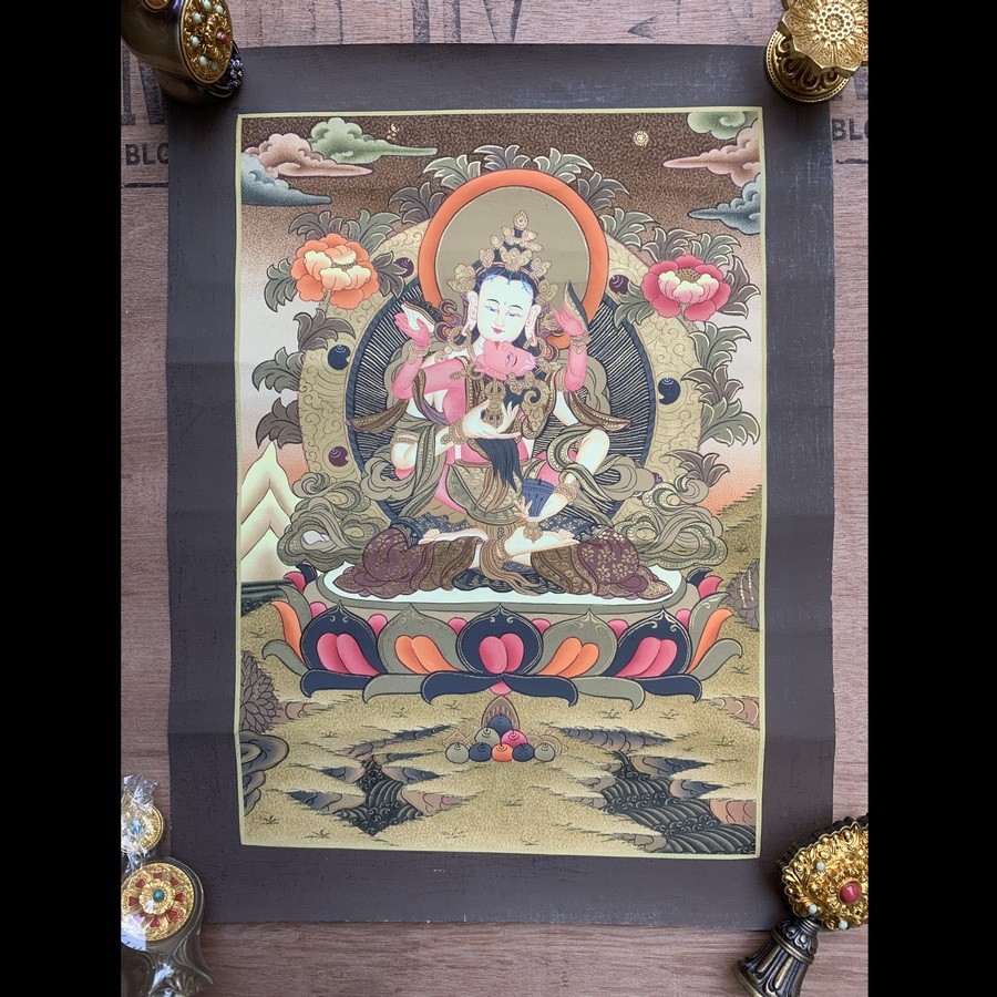 Tranh Thangka Kim Cang Tát Đỏa vẽ tay Nepal