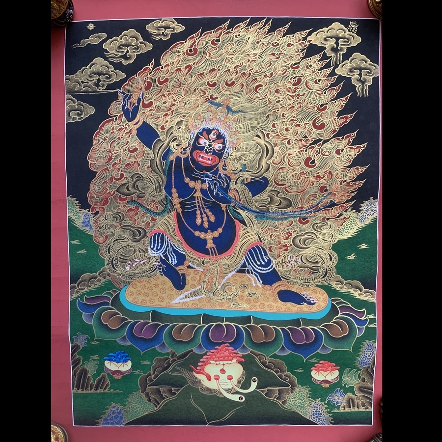 Tranh Thangka Kim Cương Thủ Bồ Tát vẽ tay Nepal