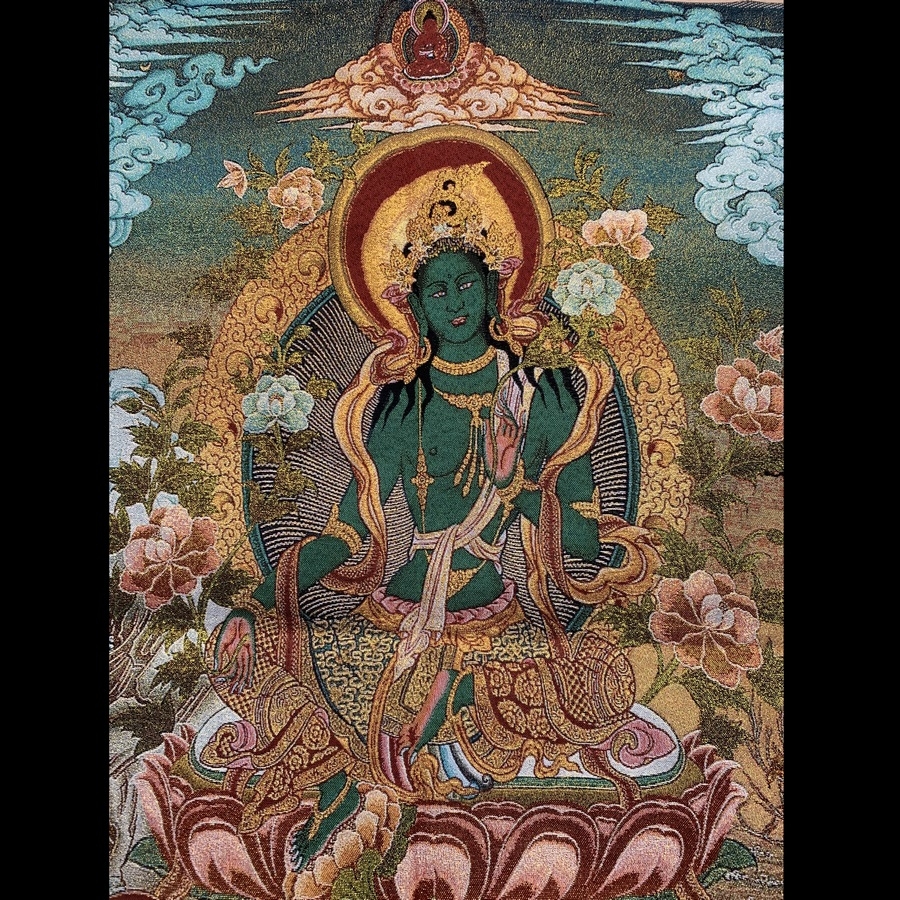 Tranh Thangka Green Tara Lục Độ Mẫu