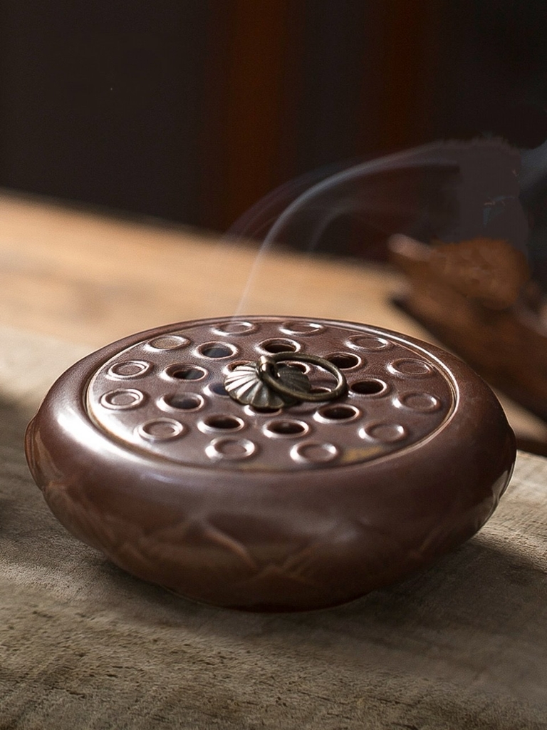 Lư trầm gốm Đài Sen (kiểu cánh đơn)