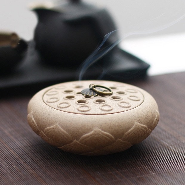 Lư trầm gốm Đài Sen (kiểu cánh đơn)