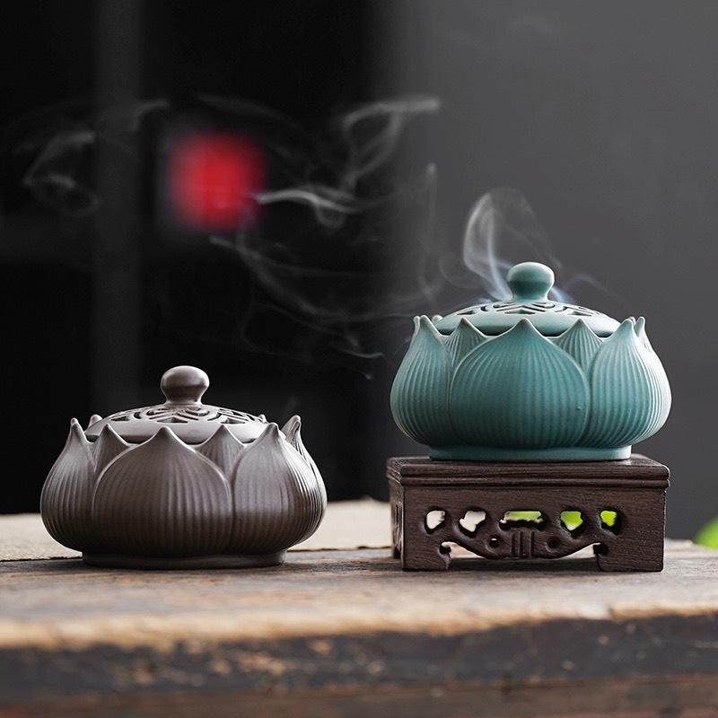 Lư trầm gốm sen A1