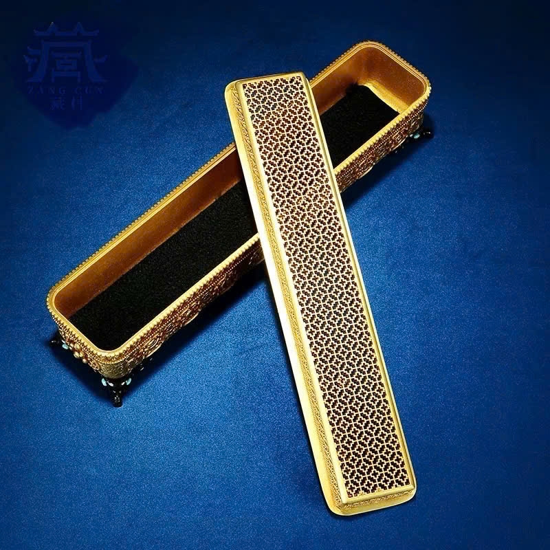 Lư hương truyền thống tây tạng khắc nổi Bát Kiết Tường và thần chú Omanipadmehums dài 30 cm